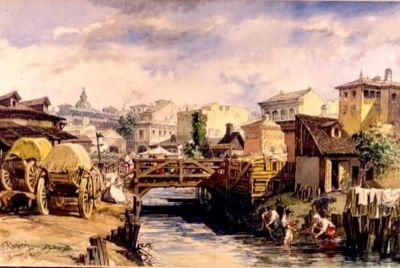 pictură - Preziosi, Amedeo; Pod peste Bucureștioara