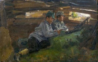 pictură de șevalet - Petrescu-Dragoe, Constantin; Cuib de mitralieră