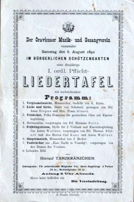 Tipografia Karl Wunder; Program de concert