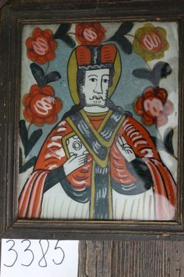 Icoană pe sticlă - anonim; Sfantul Nicolae