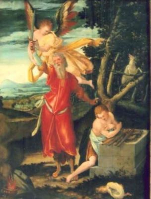 pictură - Brew, Johann Anton; Abraham sacrificând pe Isaac