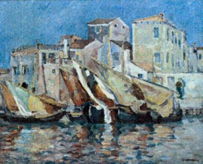 pictură - Dărăscu, Nicolae; Peisaj de port. Chioggia