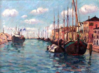 pictură de șevalet - Dărăscu, Nicolae; Bărci la Chioggia