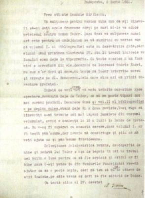 scrisoare - Veress, Andrei; Andrei Veress și G.T. Kirileanu