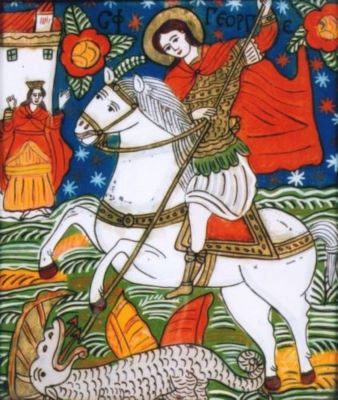 icoană pe sticlă; Sfântul Gheorghe