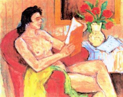 pictură - Pallady, Theodor; Femeie nud (cu carte)