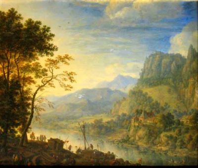 pictură de șevalet - Saftleven, Herman; Peisaj pe Rin