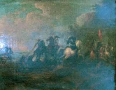 pictură - Bourguignon, Jaques de (școala lui); Scenă de luptă