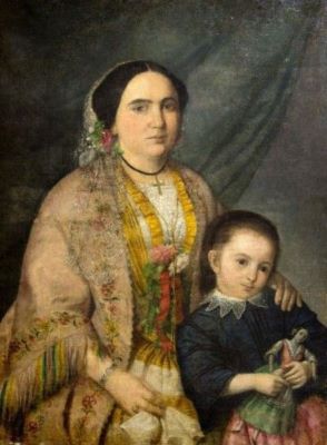 pictură de șevalet; Portret de femeie cu copil
