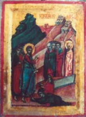 icoană - Preda și Marin; Învierea lui Lazăr