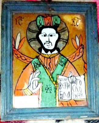 Icoană pe sticlă - anonim; Iisus Pantocrator
