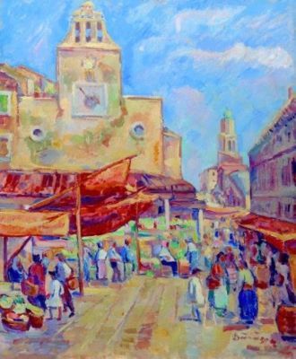 pictură de șevalet - Dărăscu, Nicolae; Piață la Veneția