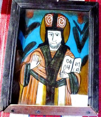 Icoană pe sticlă - anonim; Iisus Pantocrator