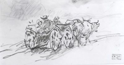 grafică - Grigorescu, Nicolae; Car cu boi