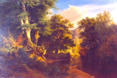 pictură - der Meer, Jan van; Peisaj cu oi sub un arbore
