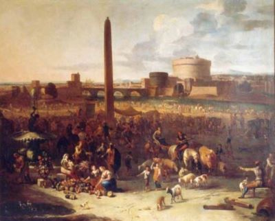 pictură - Bredael I, Pieter van; Podul St. Angelo, Roma