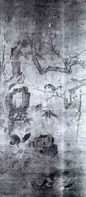 pictură de șevalet; Păsări și prun înflorit