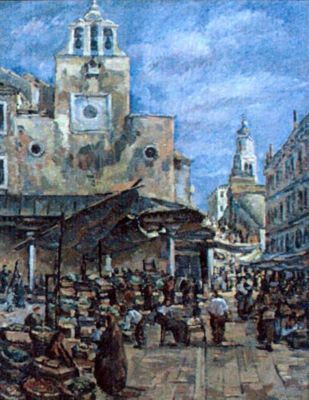 pictură - Dărăscu, Nicolae; Piață la Veneția