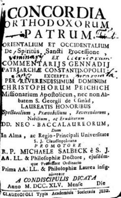carte veche - Ghenadie, Patriarh al Constantinopolelui, autor; Concordia Orthodoxorum Patrum Orientalium et Occidentalium