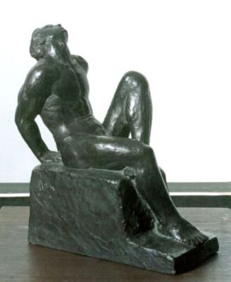 sculptură - Han, Oscar; Nud - bărbat șezând