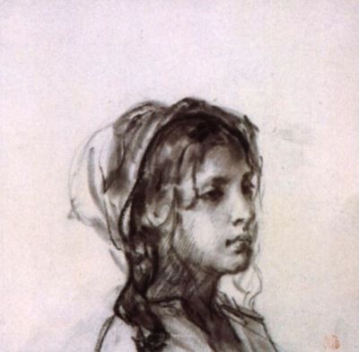 desen - Grigorescu, Nicolae; Cap de țigăncușă