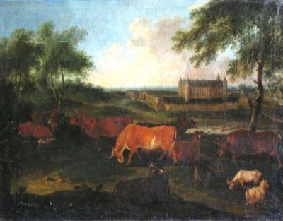 pictură - Schinnagel, Max Josef; Peisaj cu vaci ; pandant: Peisaj cu cai