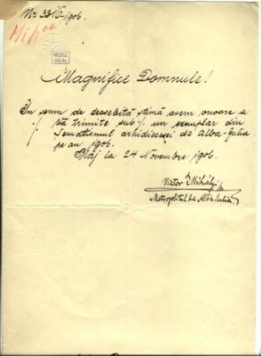 scrisoare - Apșa, Mihaly Victor de; Mihaly Victor de Apșa către Mureșianu Aurel