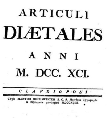 carte; Articuli Diaetales Anni M.DCC.XCI
