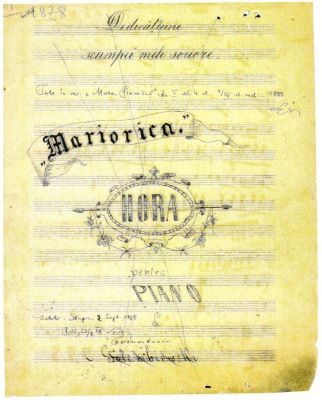 partitură - Porumbescu, Ciprian; Mariorica. Hora pentru piano
