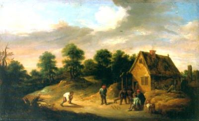 pictură - Teniers cel Tânăr, David; Țărani jucând popice