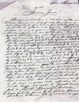 scrisoare - Popu, I.G.; I.G. Popu de Galați către Iacob Mureșianu