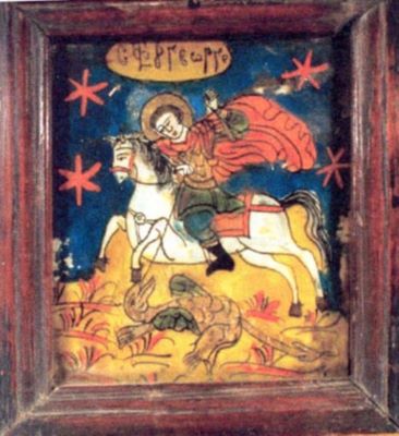 icoană pe sticlă - Maier; Sfântul Gheorghe