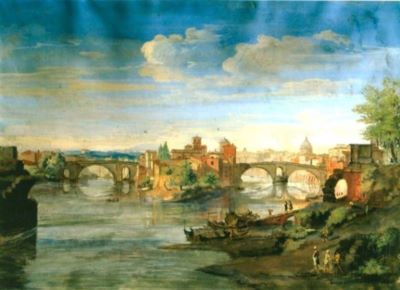 pictură - Wittel, Gaspar van, zis Vanvitelli; Vedută din Roma cu ponte Sisto