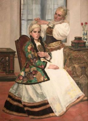 pictură - Wellman, Robert; Împodobirea unei tinere săsoaice