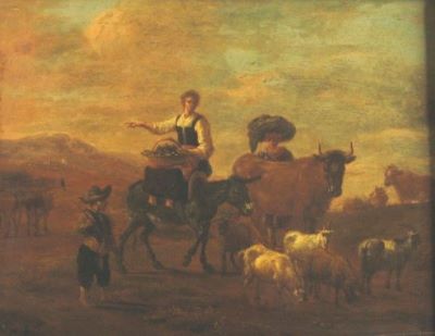 pictură - Berchem, Nicolas (Claes) Pietersz (Dirck van Bergen); Peisaj cu cornute