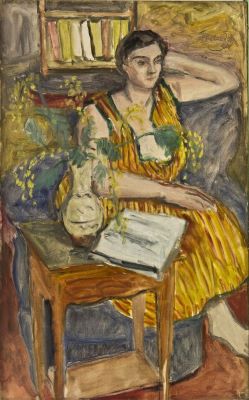 pictură de șevalet - Pallady, Theodor; Femeie cu rochie în dungi