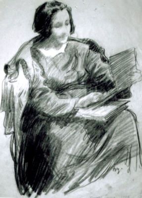 desen - Jiquidi, Aurel; Femeie citind