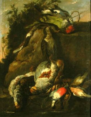 pictură - Boel, Pieter van (Jan FYT ?); Vânat lângă stâncă
