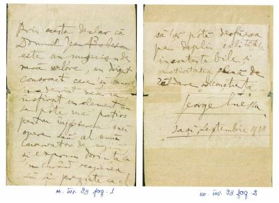 Enescu, George; Scrisoare prin care George Enescu îl recomandă pe Jean Bobescu în vederea ocupării unui post