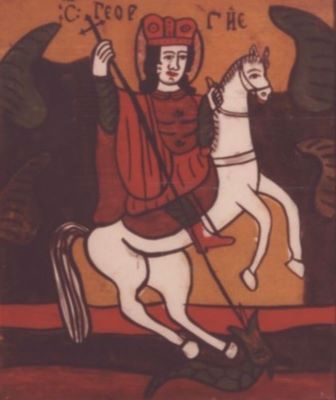 icoană pe sticlă; Sfântul Mare Mucenic Gheorghe