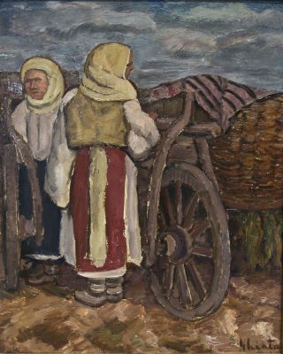 pictură de șevalet - Ghiață, Dumitru; Lângă car