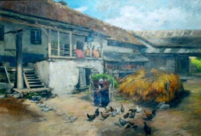 pictură - Bruck, Miksa; Curte șvăbească
