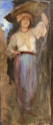 pictură de șevalet - Vermont, Nicolae; Femeie cu copaie