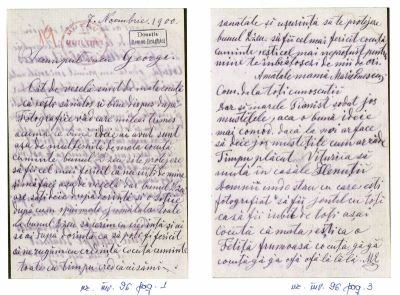 Maria Enescu; Scrisoare de trimisă de Maria Enescu fiului ei Enescu, George
