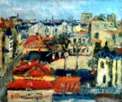 pictură - Grigorescu, Lucian; Peisaj cu case (Acoperișuri)