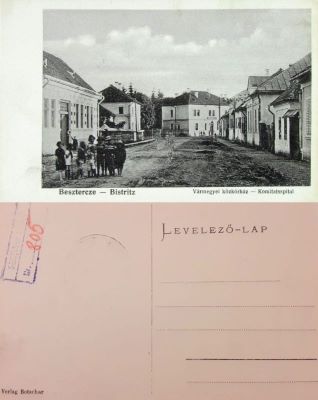 carte poștală documentară - Editura Botschar; Bistrița. Stradă din oraș