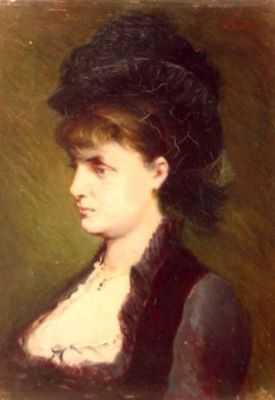 pictură - Aman, Theodor; Portret de femeie (cu pălărie)