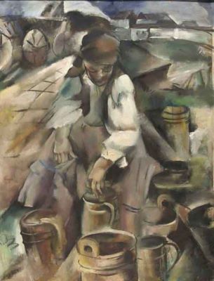 pictură - Popea, Elena; Țărancă cu cofe