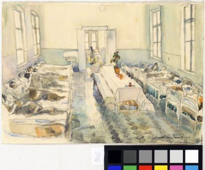 acuarelă - Schweitzer-Cumpăna, Rudolf; Interior (sală) de spital