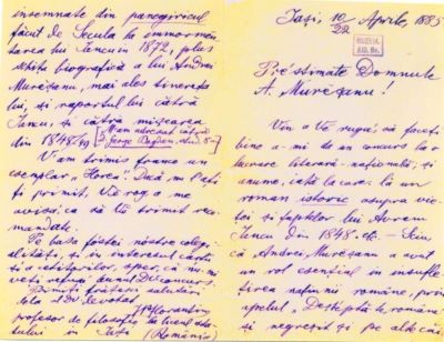 scrisoare - Pop, Florentin; Pop Florentin către Mureșianu Aurel